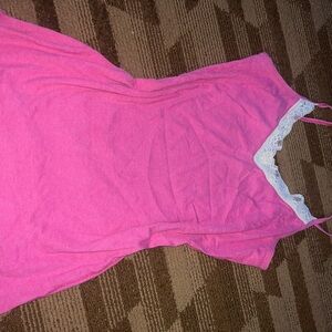 Pink Sleeveless Top with Lace Trim